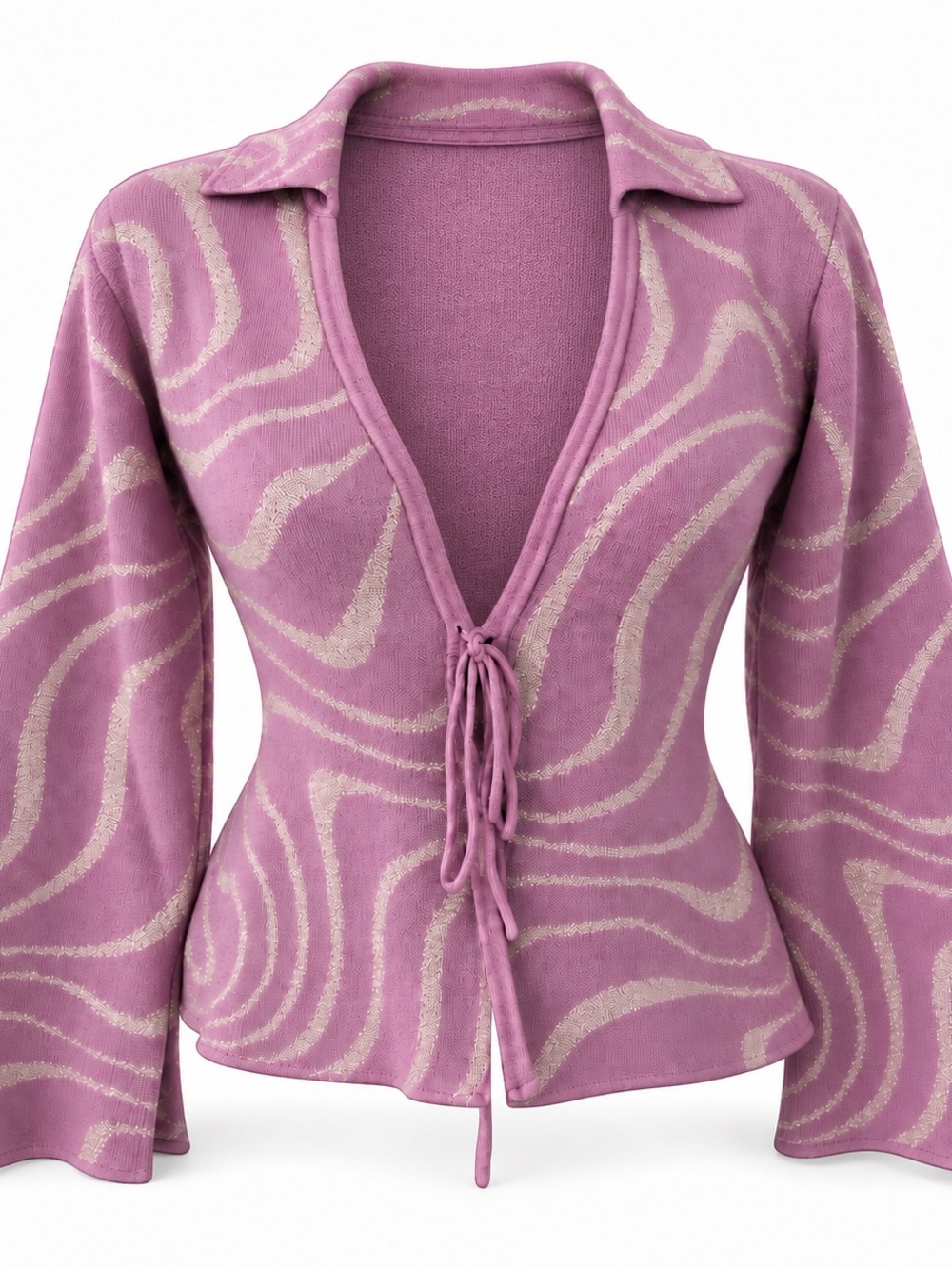 Another Girl Lilac Silver Swirl Tie-Front Cardigan  | Size Medium